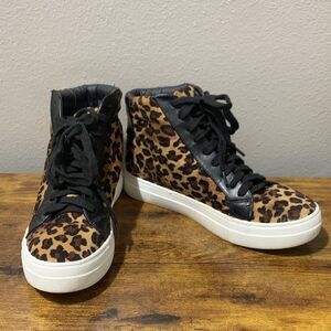 Shu Shop Priscilla High Top Leopard Print Fashion Sneakers Size 8